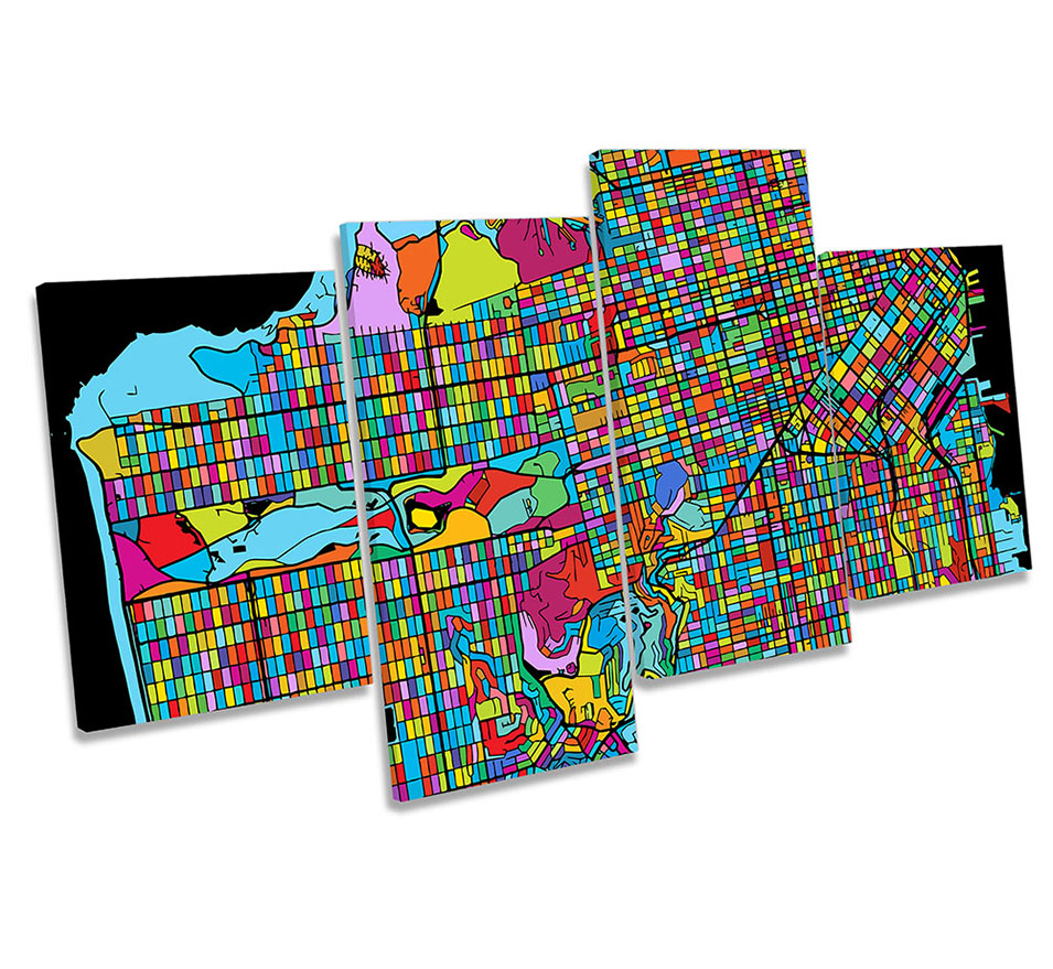 San Francisco City Modern Map Multi-Coloured