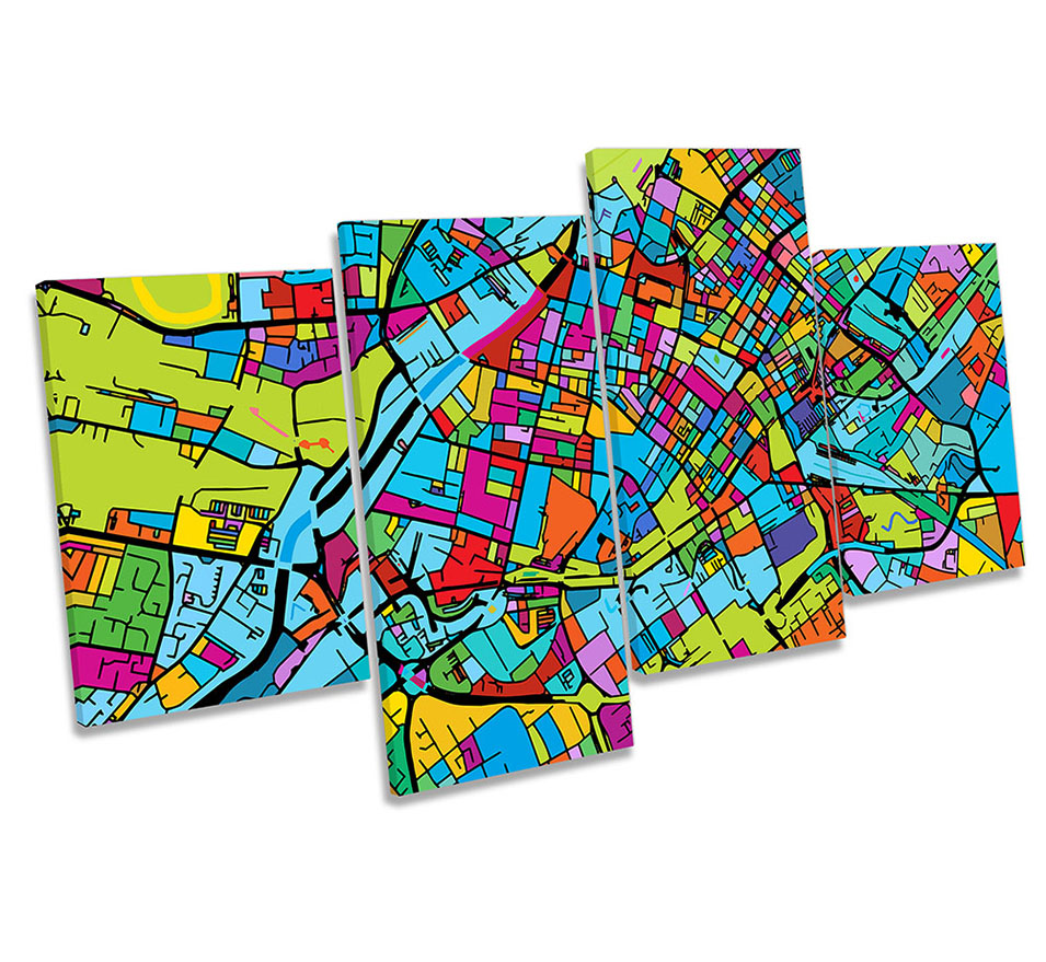 Manchester City Modern Map Multi-Coloured