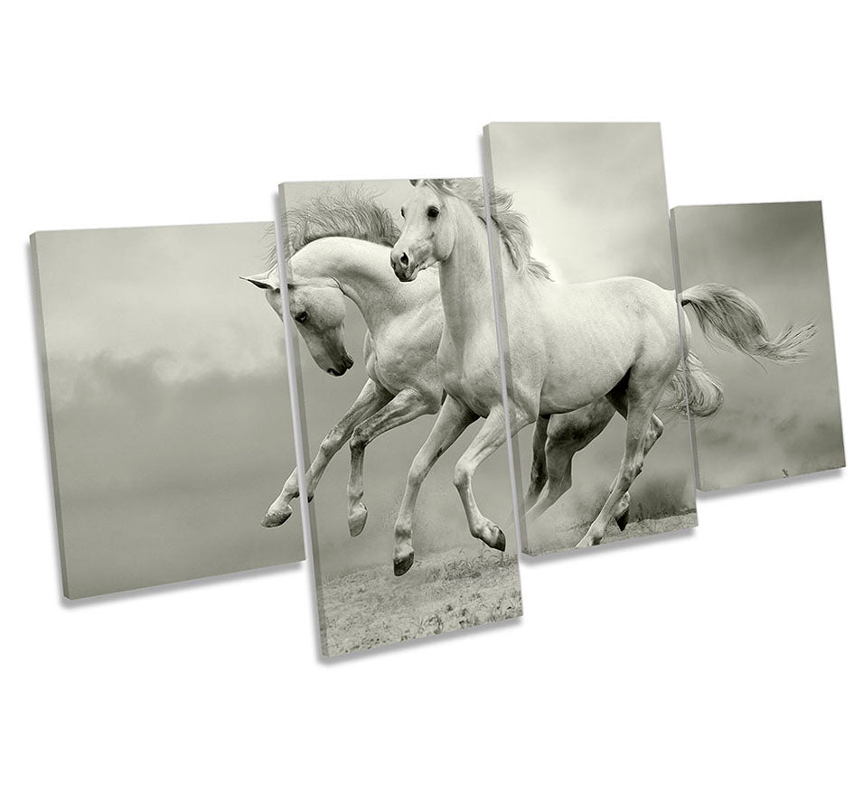 White Horses Galloping Grey