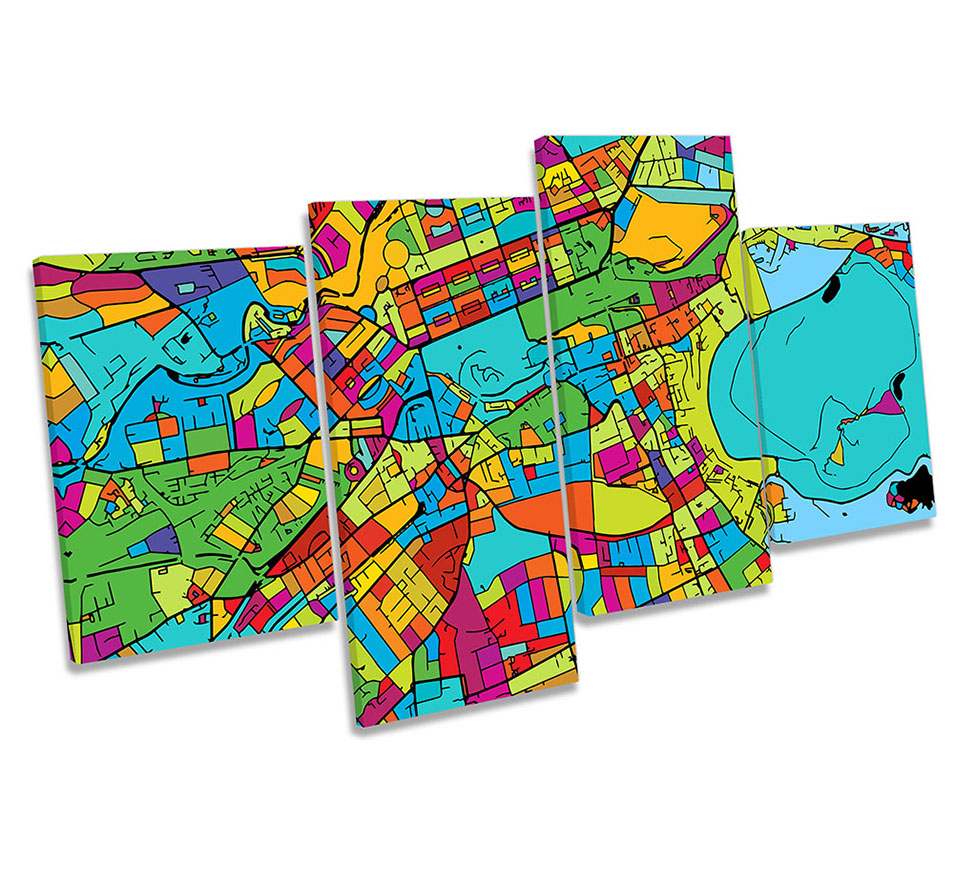 Edinburgh City Modern Map Multi-Coloured