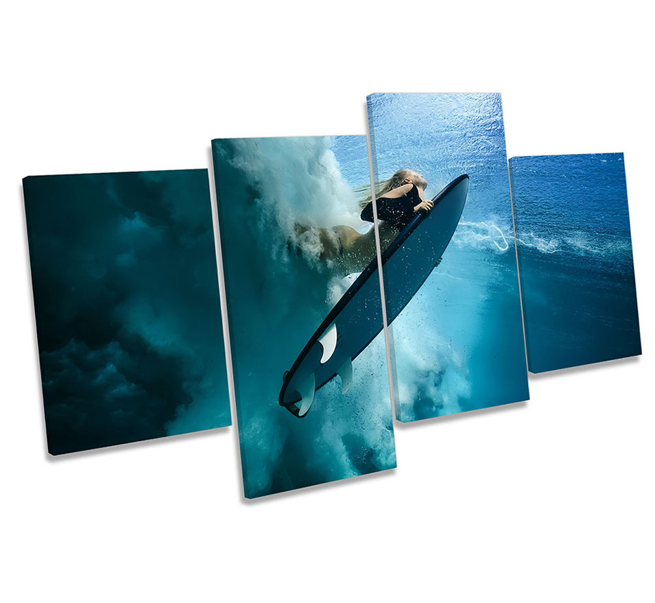Surfer Surf Board Wave Turquoise