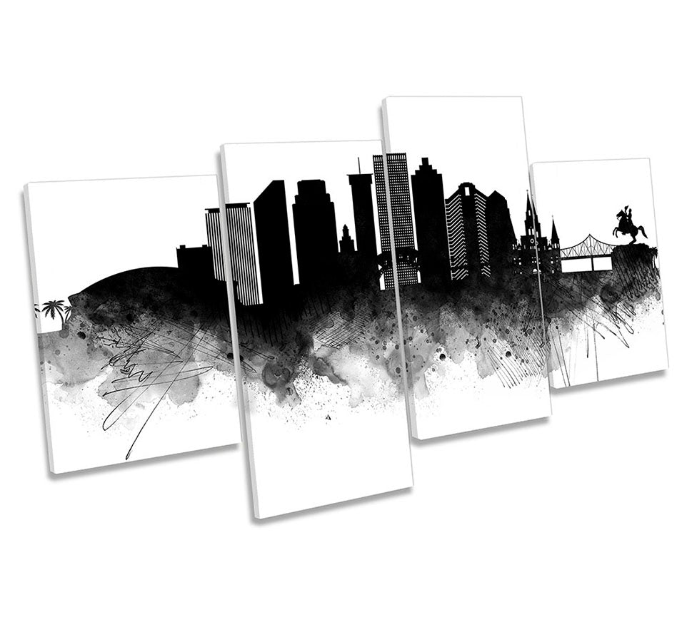 New Orleans Abstract City Skyline Black