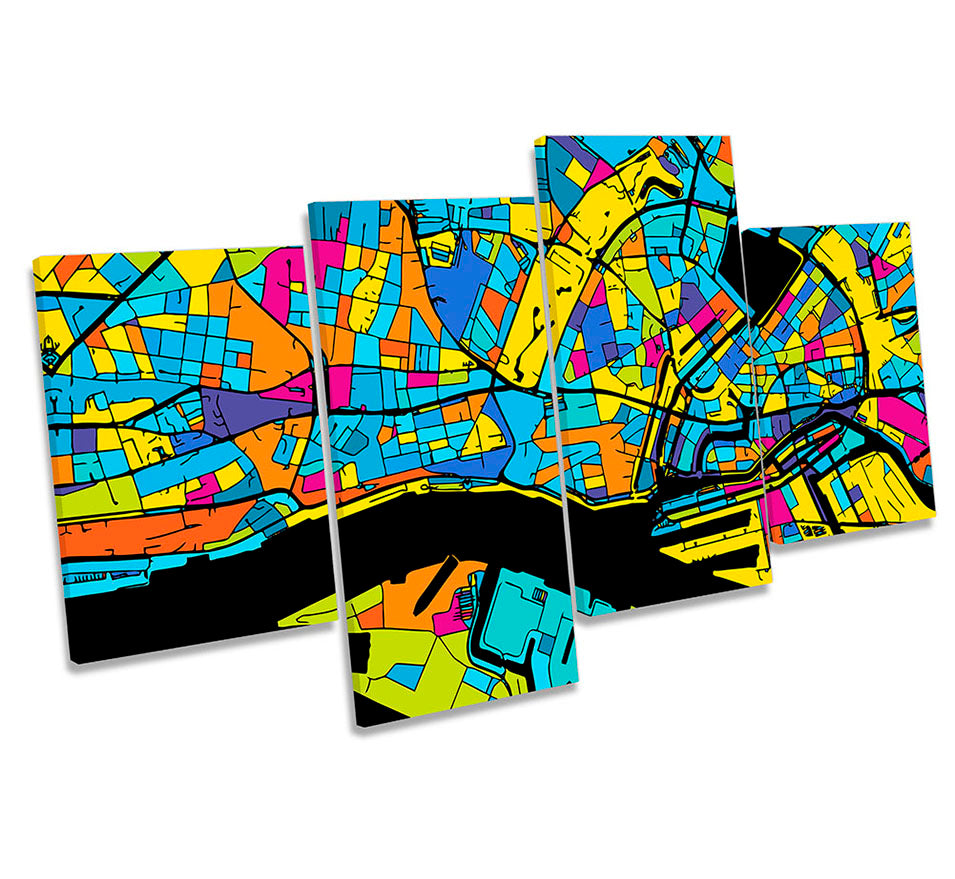 Hamburgh City Modern Map Multi-Coloured
