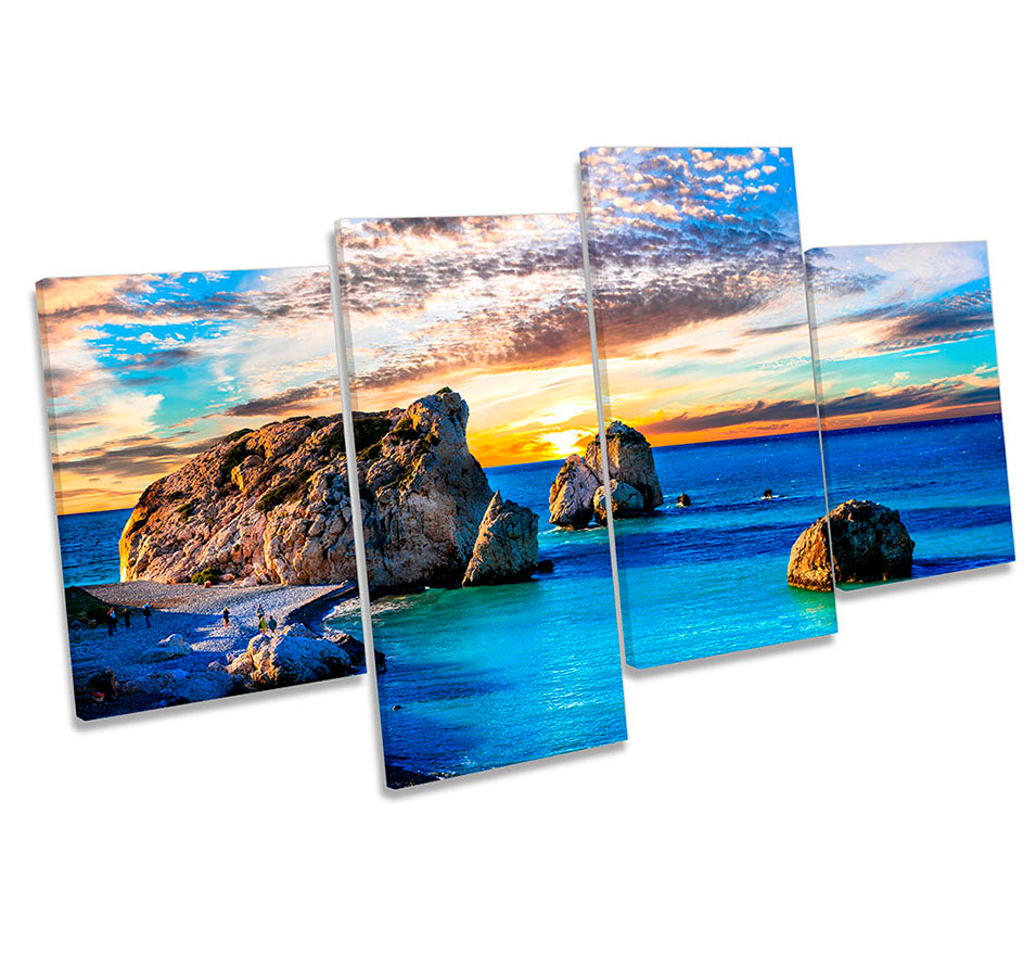 Cyprus Island Sunset Seascape Blue