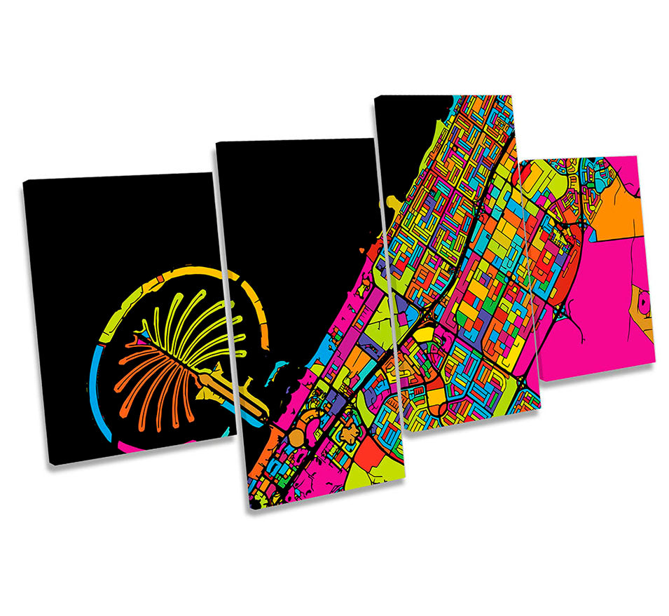 Dubai City Modern Map Multi-Coloured