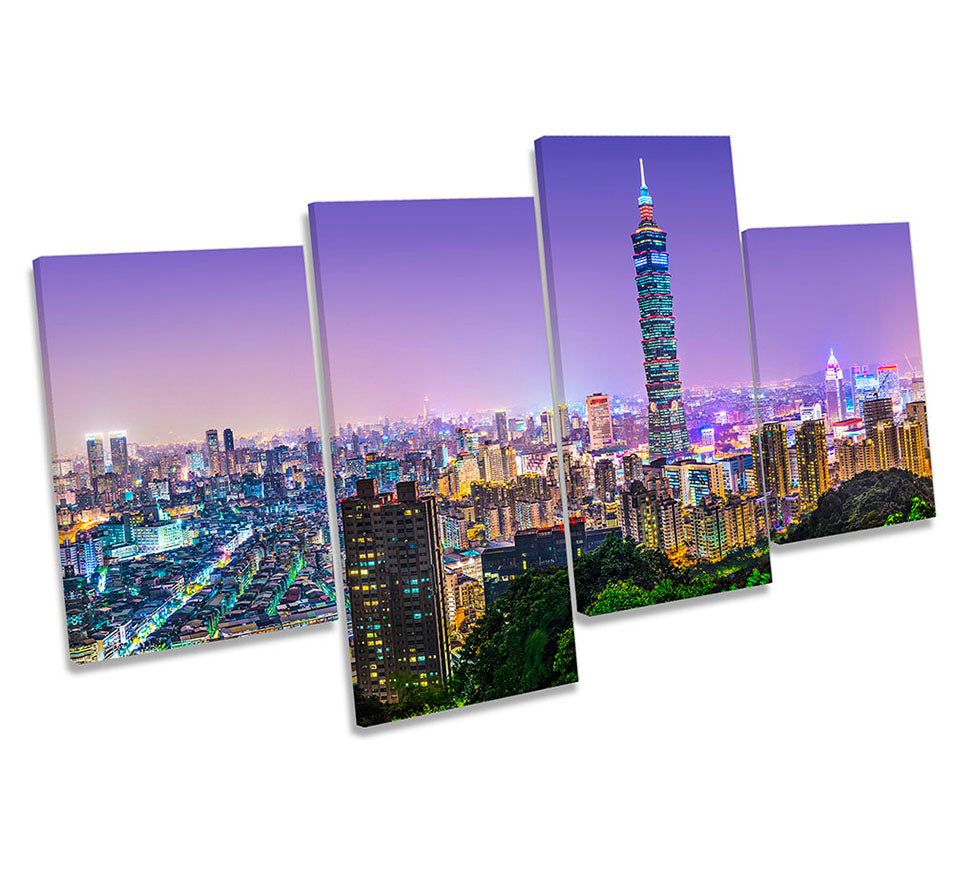 Taipei City Skyline Purple
