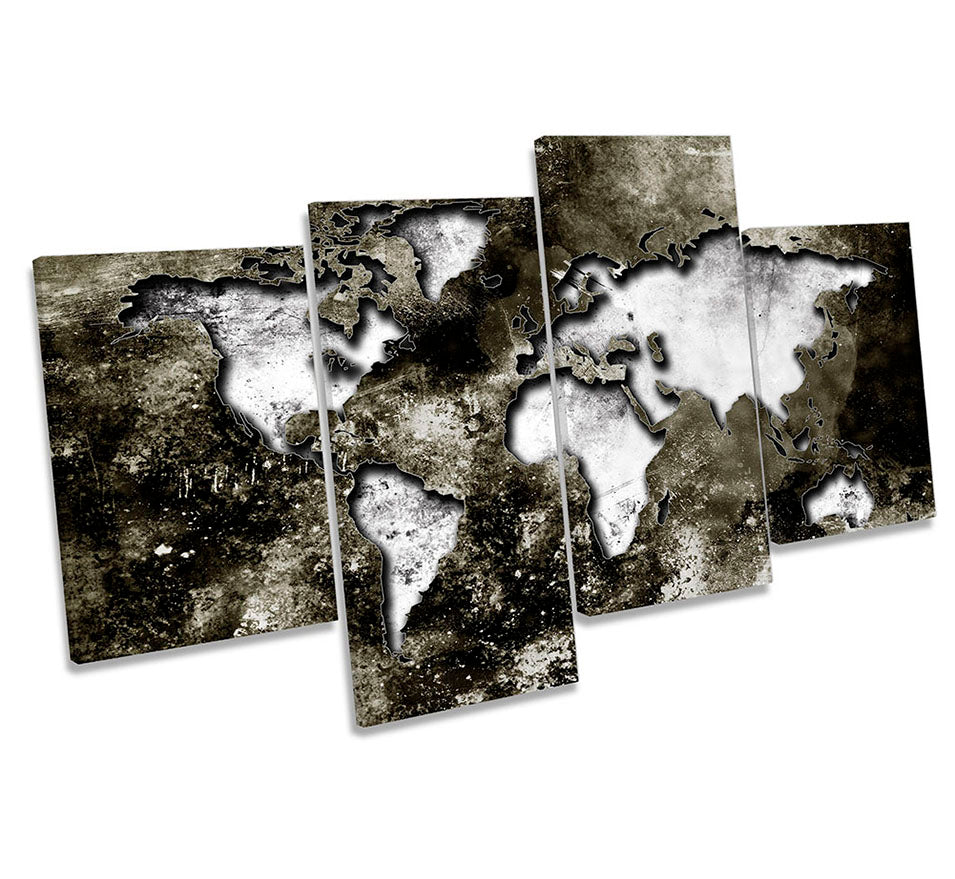 Map of the World Distressed Grey