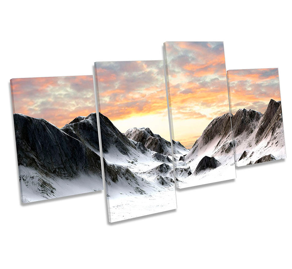 Snowy Mountains Landscape Multi-Coloured