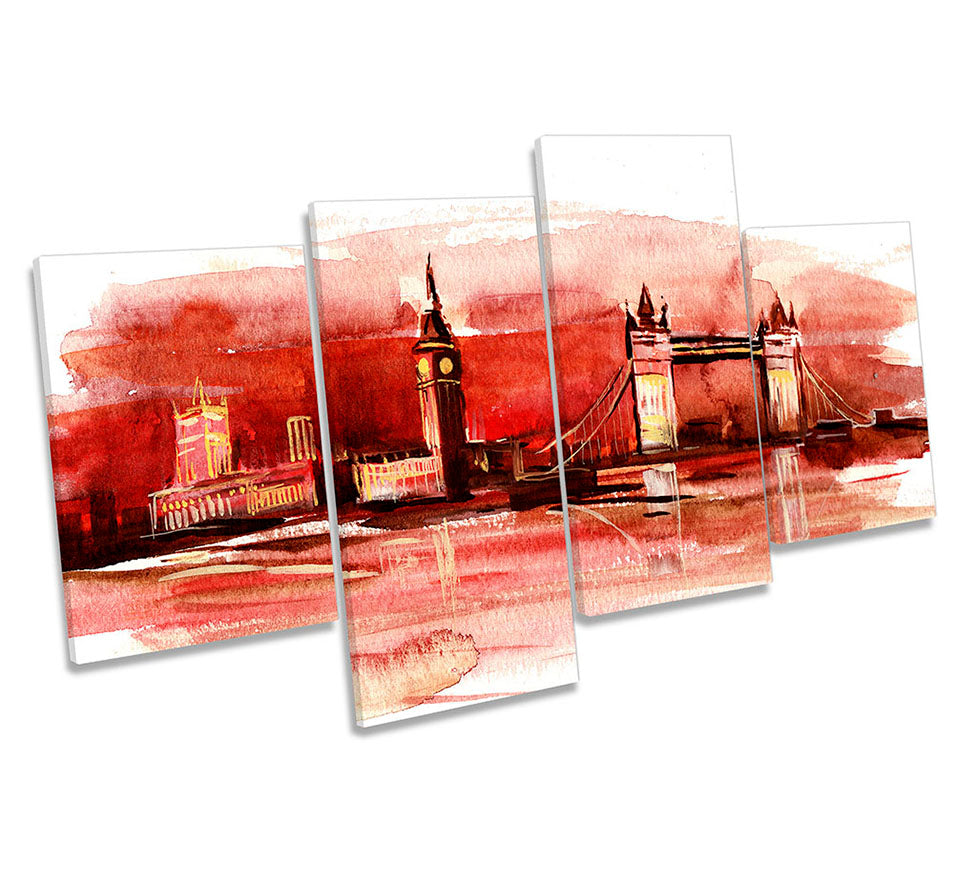 London Sunset Watercolour Red