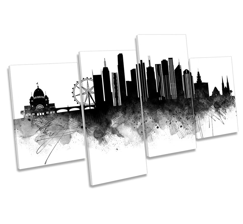 Melbourne Abstract City Skyline Black