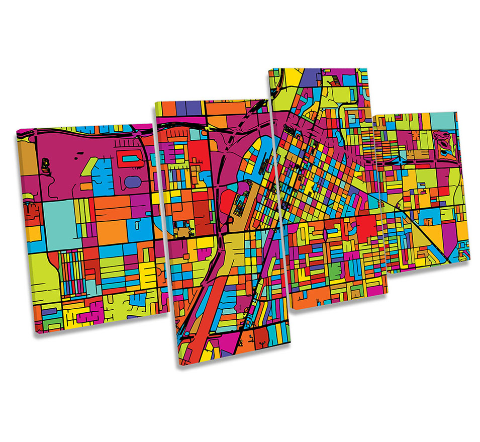 Las Vegas City Modern Map Multi-Coloured