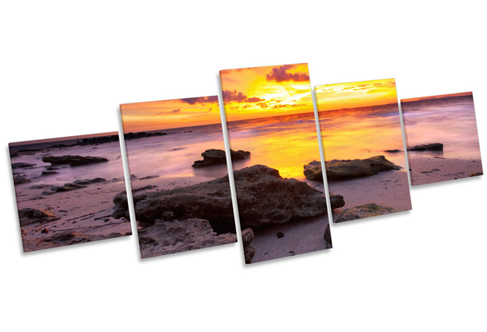 Rocky Beach Sunset Seascape