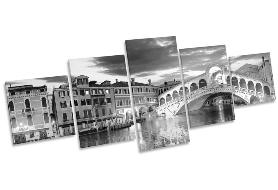 Venice Rialto Bridge Italy B&W