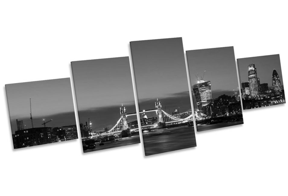 City of London Tower Bridge Skyline B&W