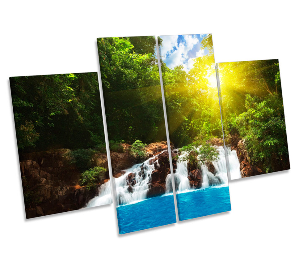Tropical Forest Waterfall Sunset