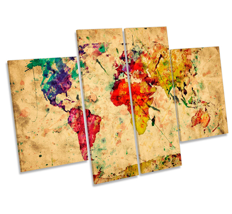 Map of the World Watercolours Grunge
