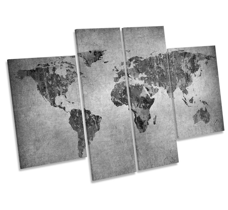 Map of the World Grunge B&W
