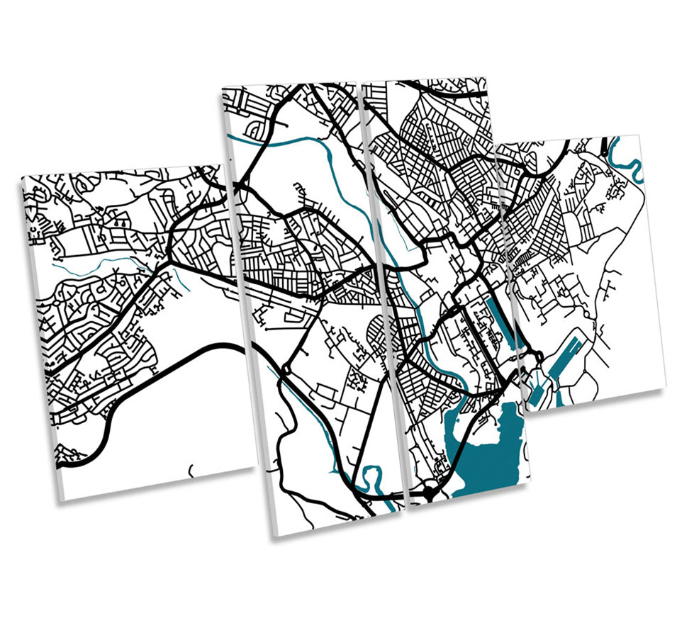 Cardiff Map City Wales Minimalistic Modern