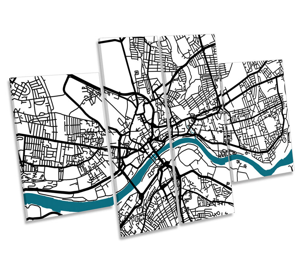 Newcastle Upon Tyne Map Minimalistic
