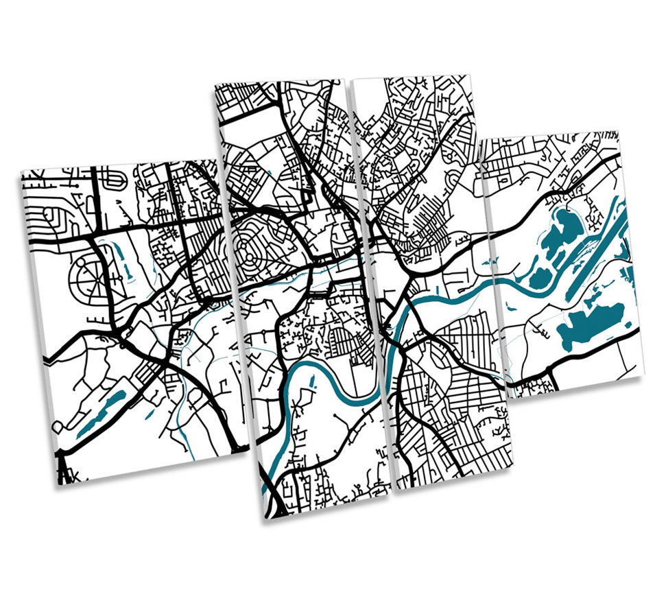 Nottingham City Map Minimalistic Modern
