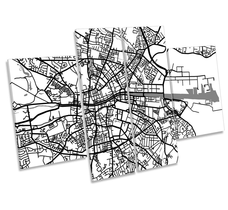 Dublin Map City Minimalistic Ireland B&W