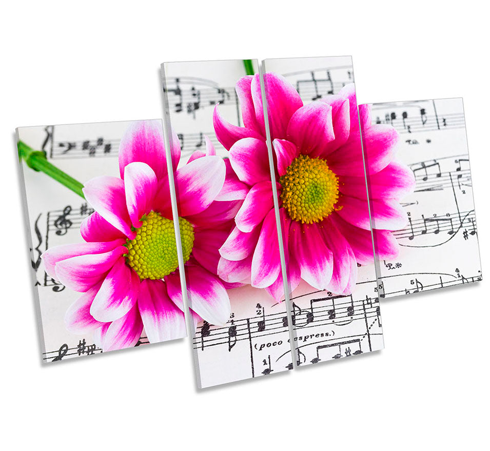 Pink Flowers Music Note Sheet