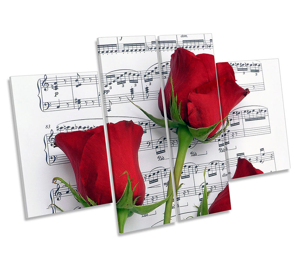 Red Rose Floral Music Note Sheet