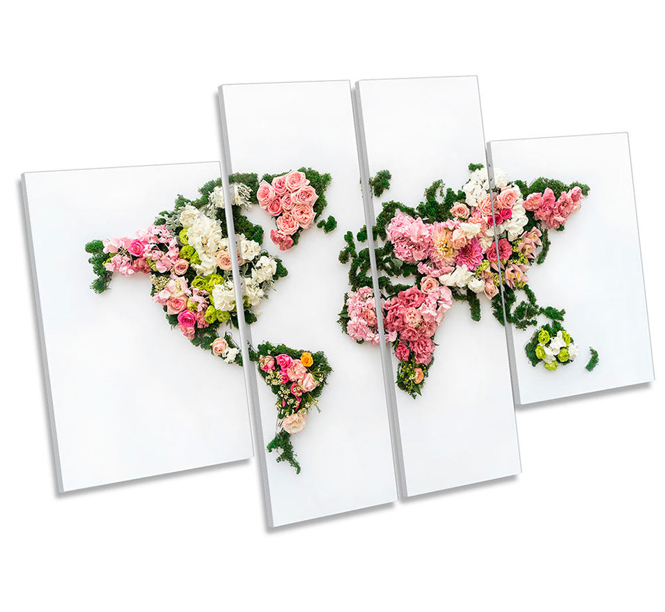 World Map Floral Flowers