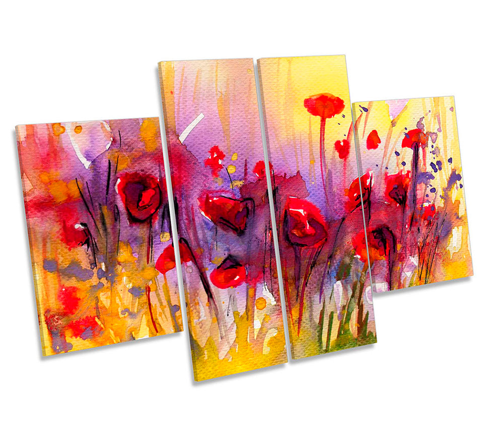 Abstract Red Poppy Flowers
