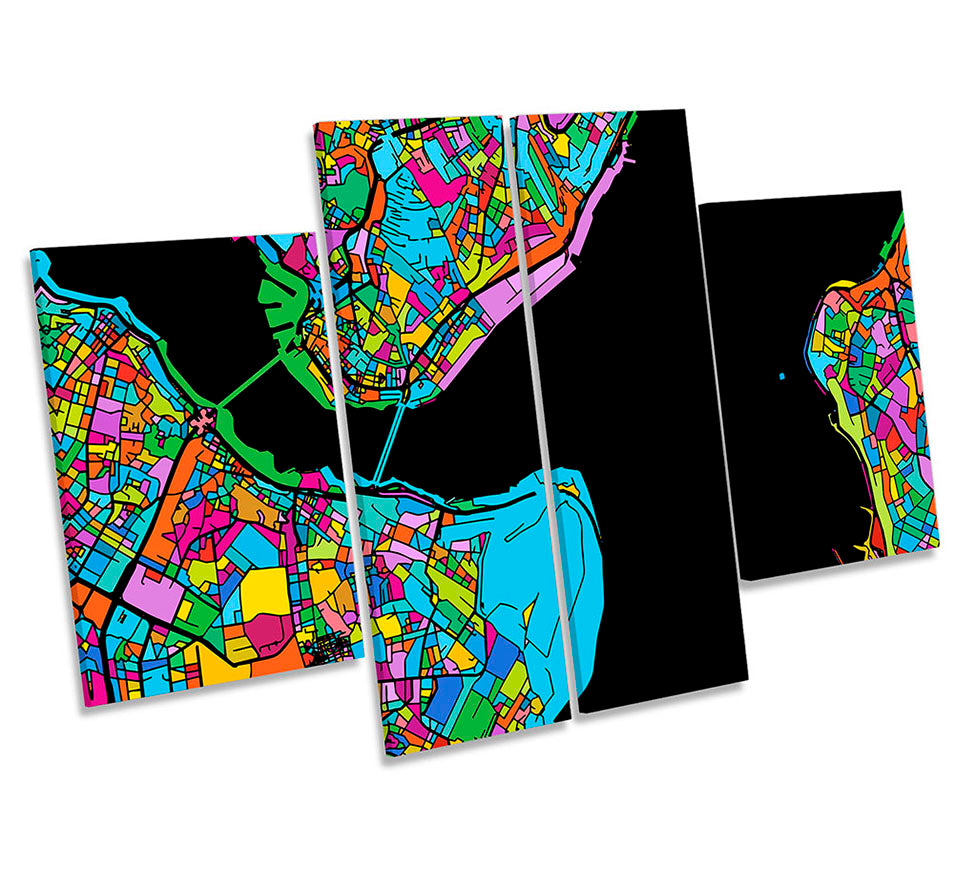 Istanbul City Modern Map Multi-Coloured