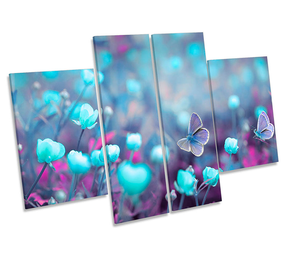 Butterfly Flowers Floral Modern Turquoise