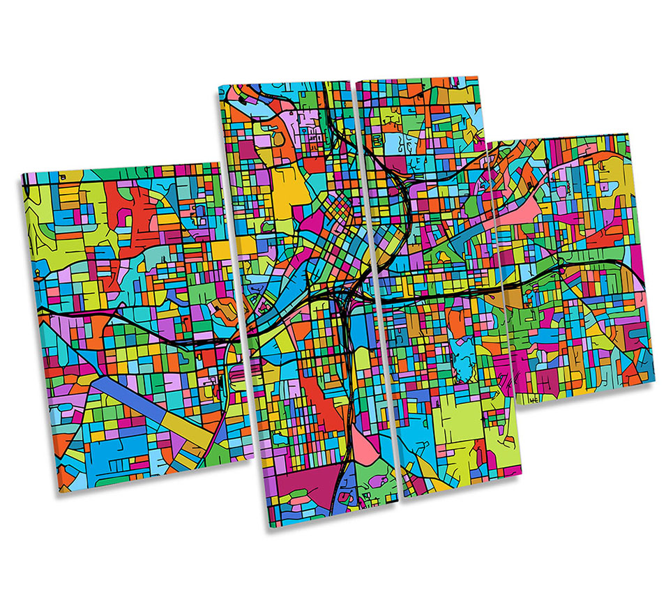 Atlanta Georgia Modern Map Multi-Coloured