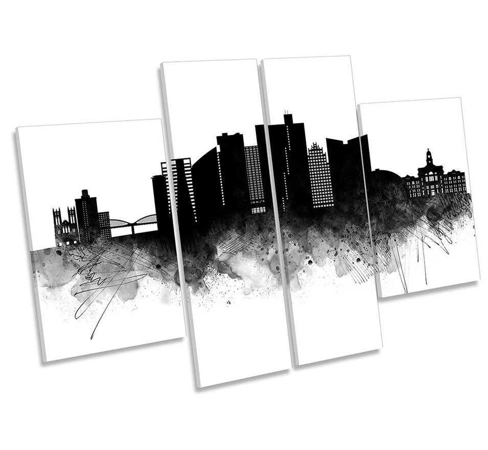 Forth Worth Abstract City Skyline Black
