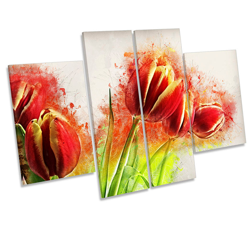 Tulips Floral Flowers Grunge Red