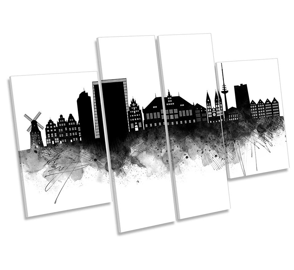 Bremen Abstract City Skyline Black