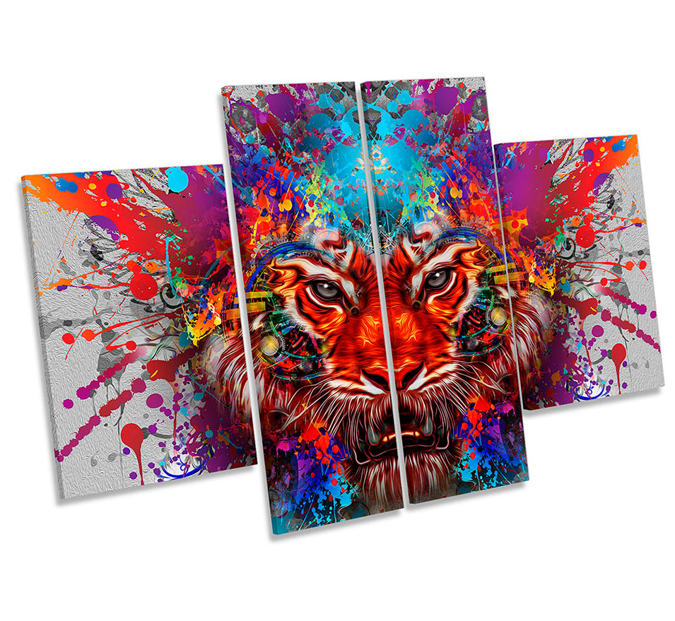 Tiger Face Angel Wings Multi-Coloured