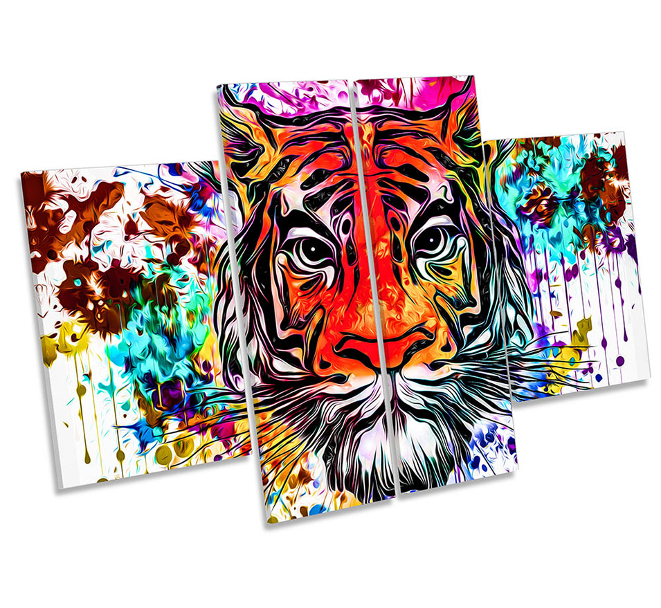 Tiger Face Graffiti Explosion Multi-Coloured