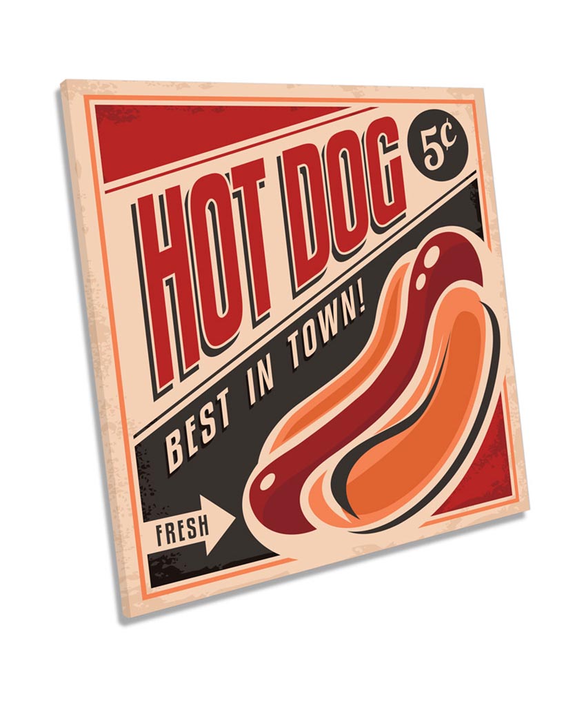 Fresh Hot Dogs Retro Vintage