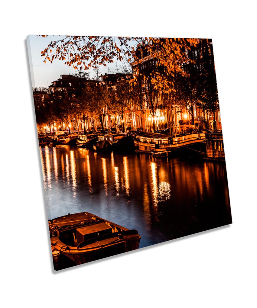 Amsterdam City Canal Night