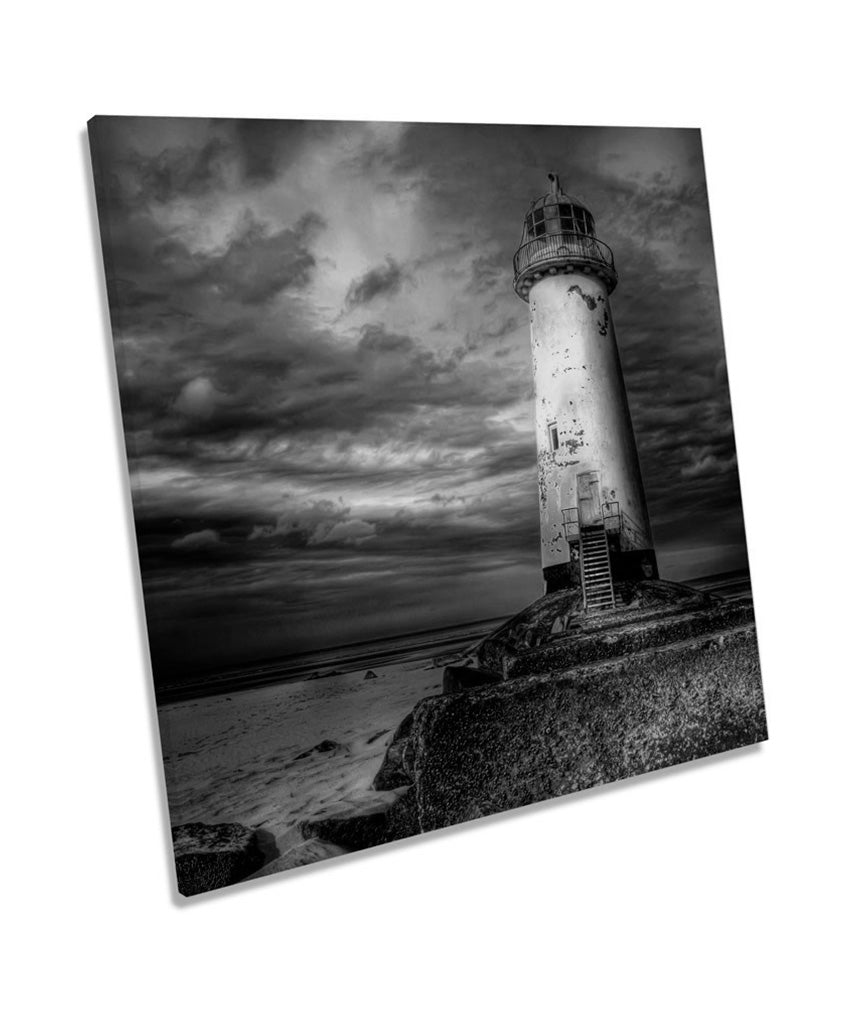Lighthouse Talacre Beach North Wales B&W