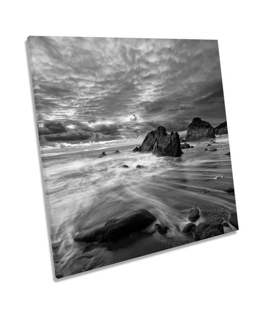 Seascape Beach Coast Sunset B&W