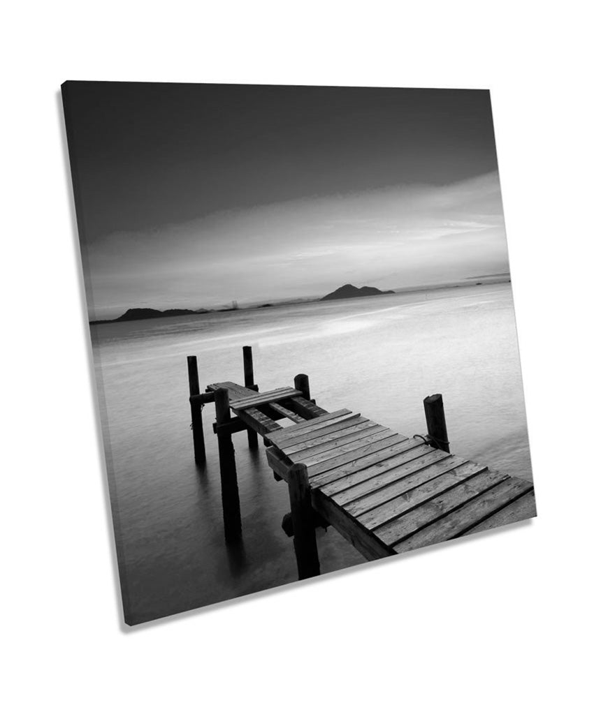 Sunset Jetty Pier Seascape Lake B&W