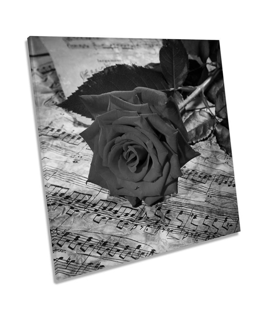 Rose Flower Vintage Music Sheet B&W