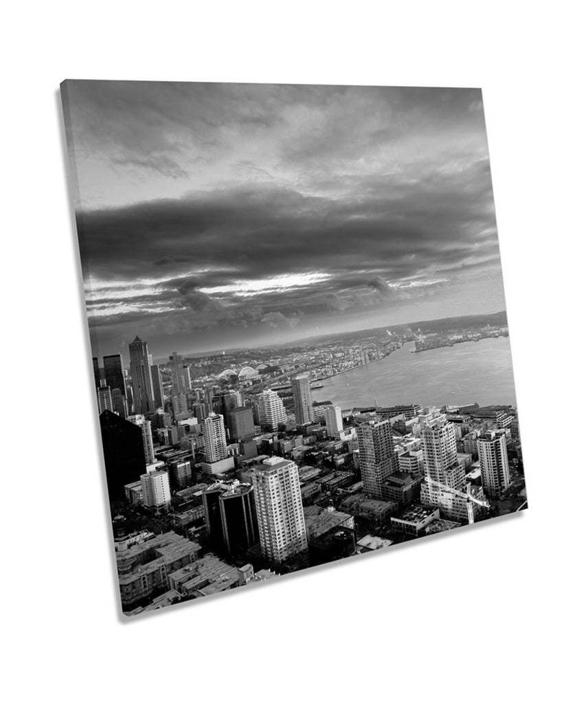 Seattle City Sunset Washington B&W