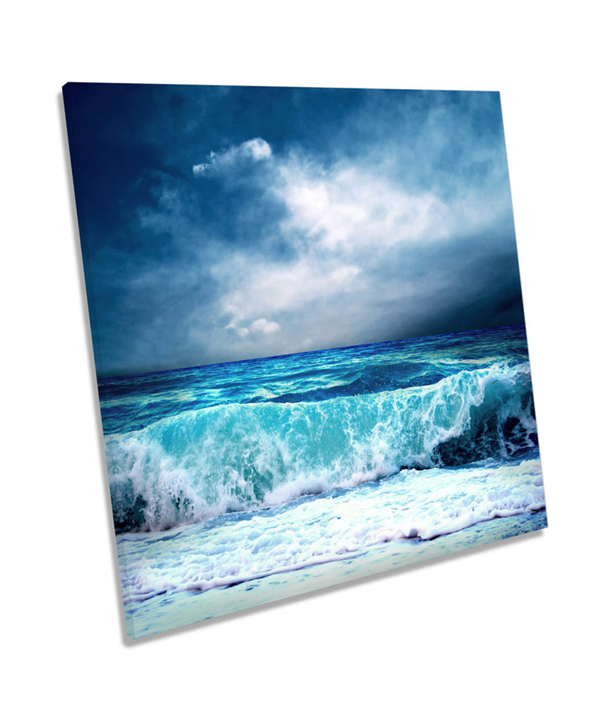 Stormy Beach Wave Seascape Blue