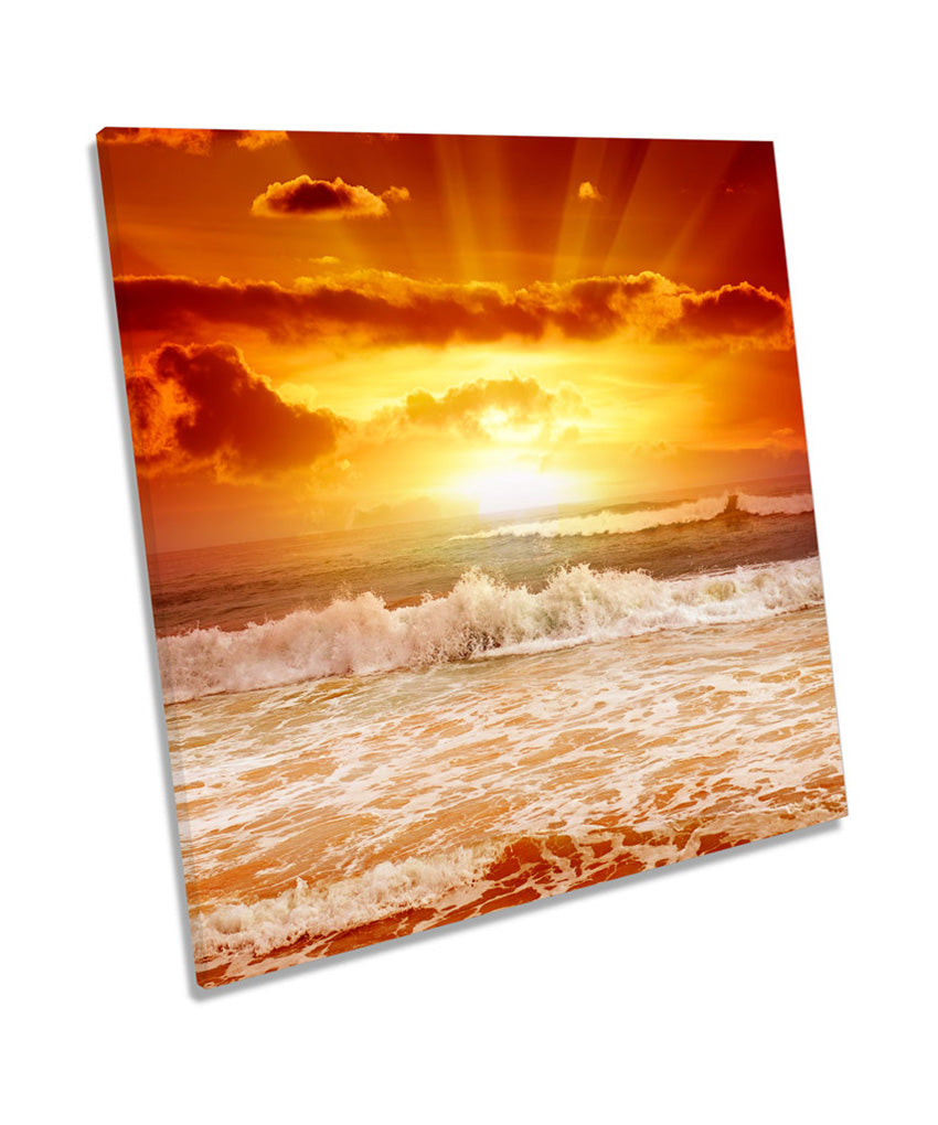 Orange Sunset Beach Seascape