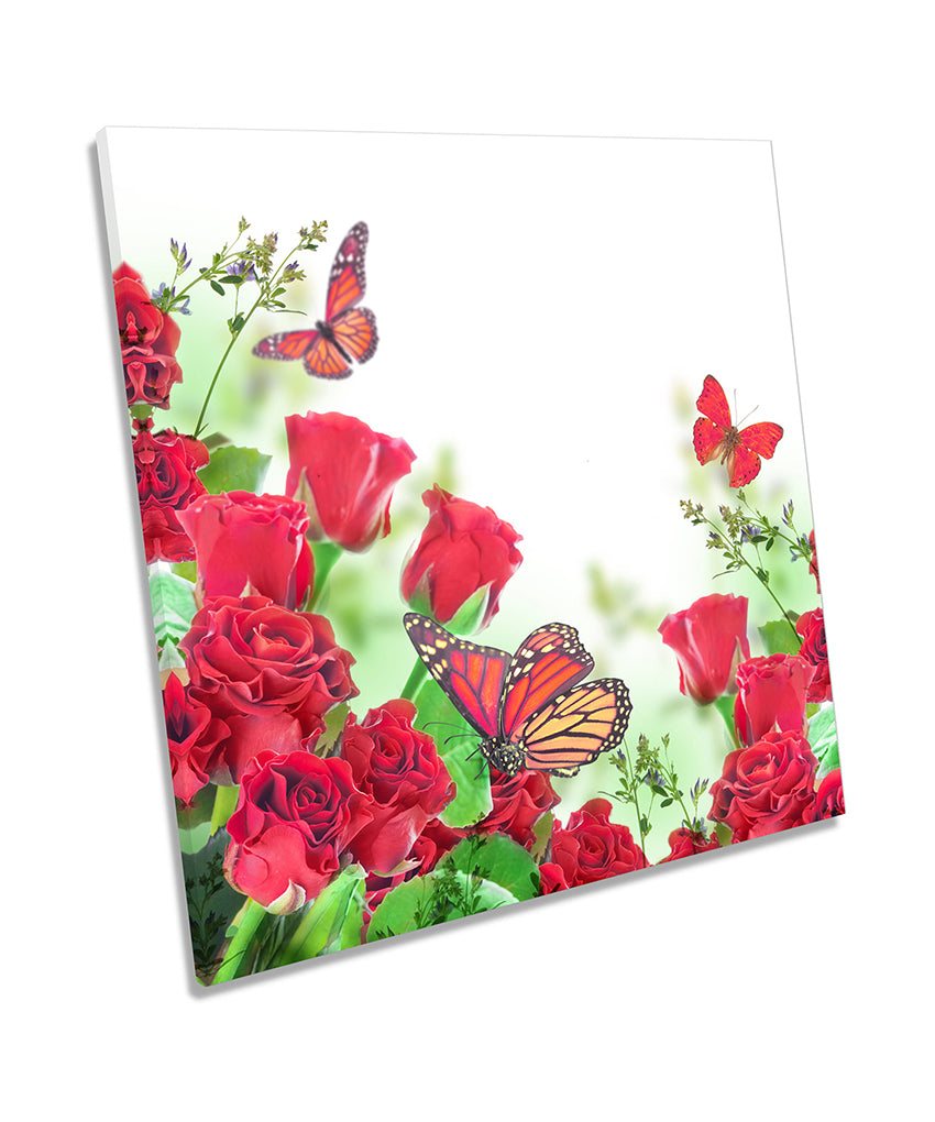 Butterfly Floral Flowers Red