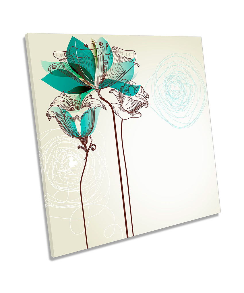 Turquoise Floral Flower Abstract