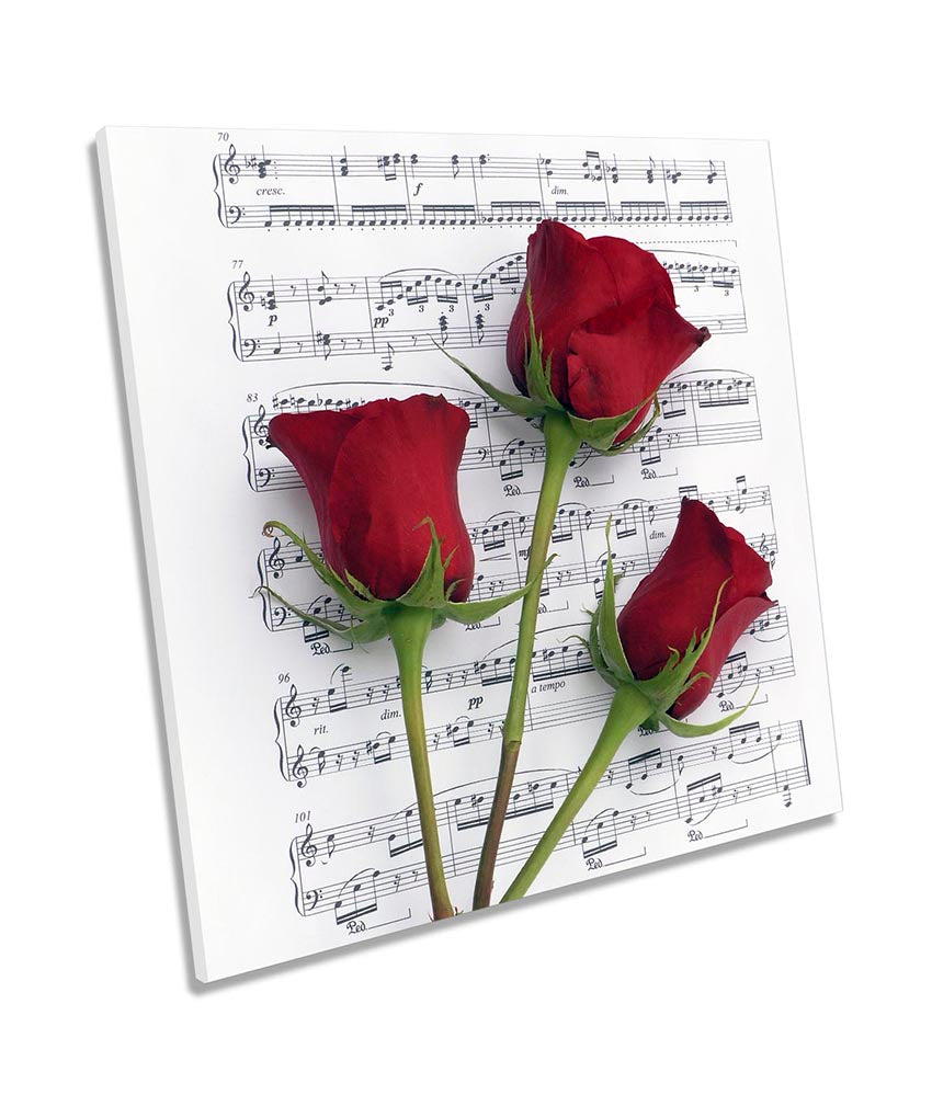 Red Rose Floral Music Note Sheet