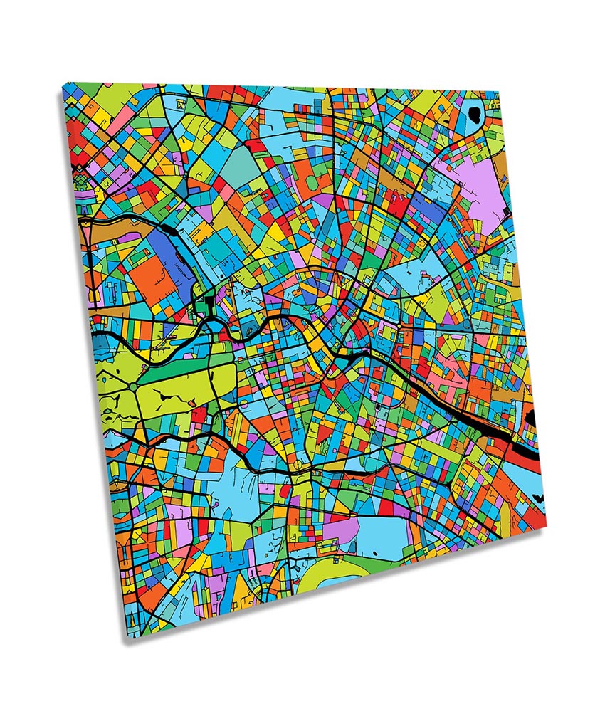 Berlin City Modern Map Multi-Coloured